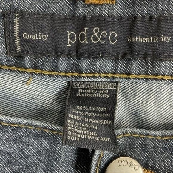 PD & C Blue Denim Pockets Slim Straight Jeans Men Size 34x30 - Picture 2 of 11